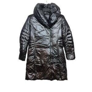 Rainforest‎ Womens Crosby Down Nylon Black Parka Puffer Coat Size Medium